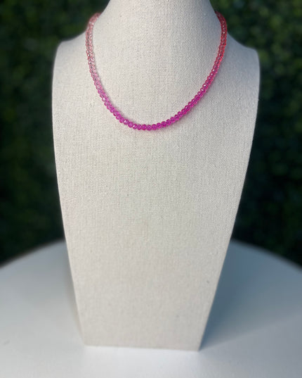 Pink/Red Ombré Beaded Necklace