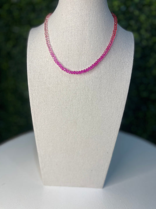 Pink/Red Ombré Beaded Necklace