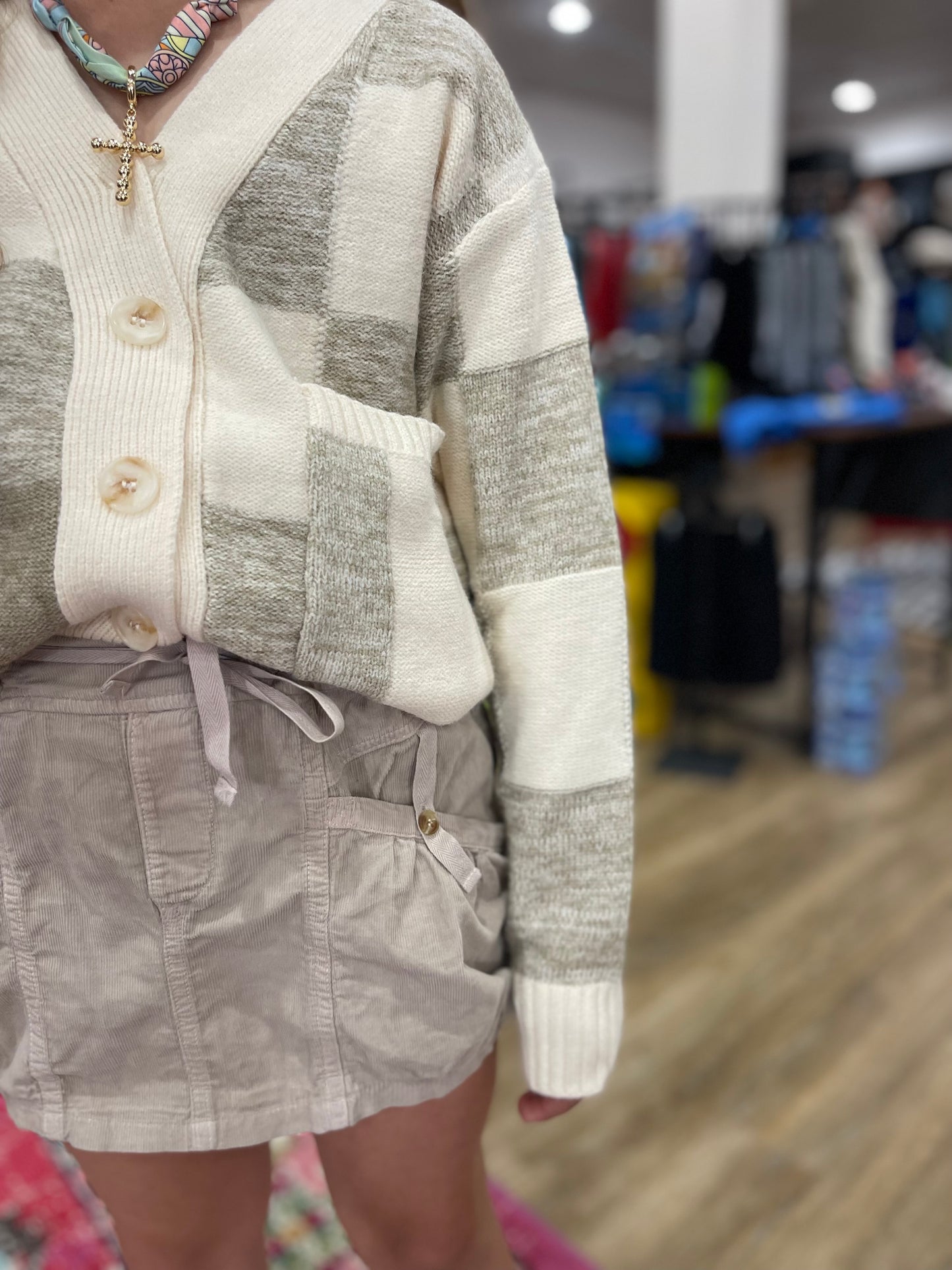 Checkered Pocket Cardigan