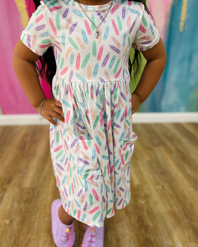Color Crayons Twirl Dress