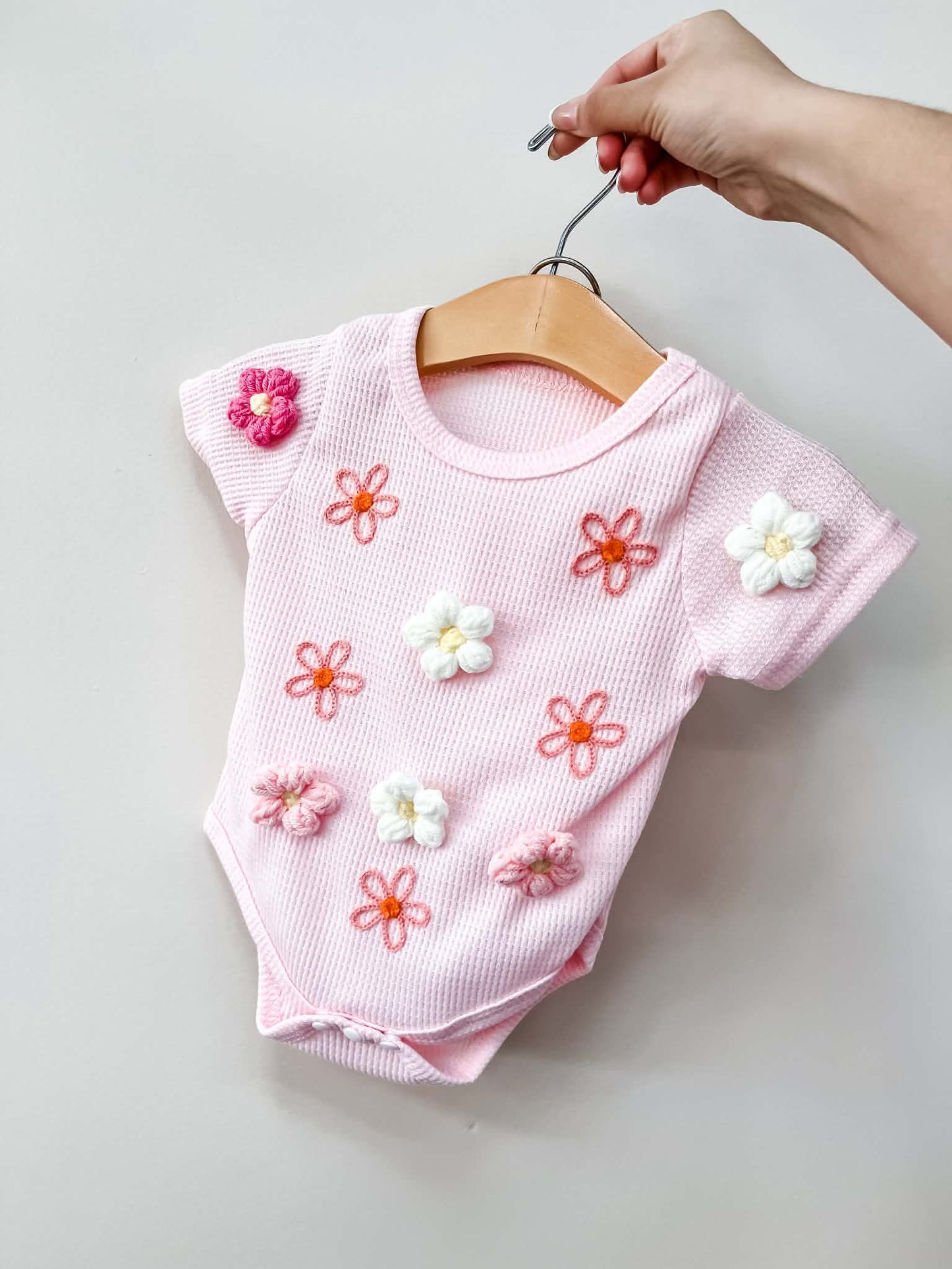 Flower Power Waffle Romper | Pink
