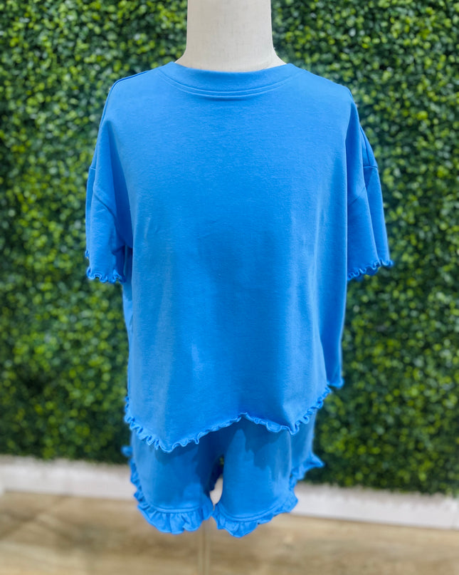 Ruffle Shorts | Blue