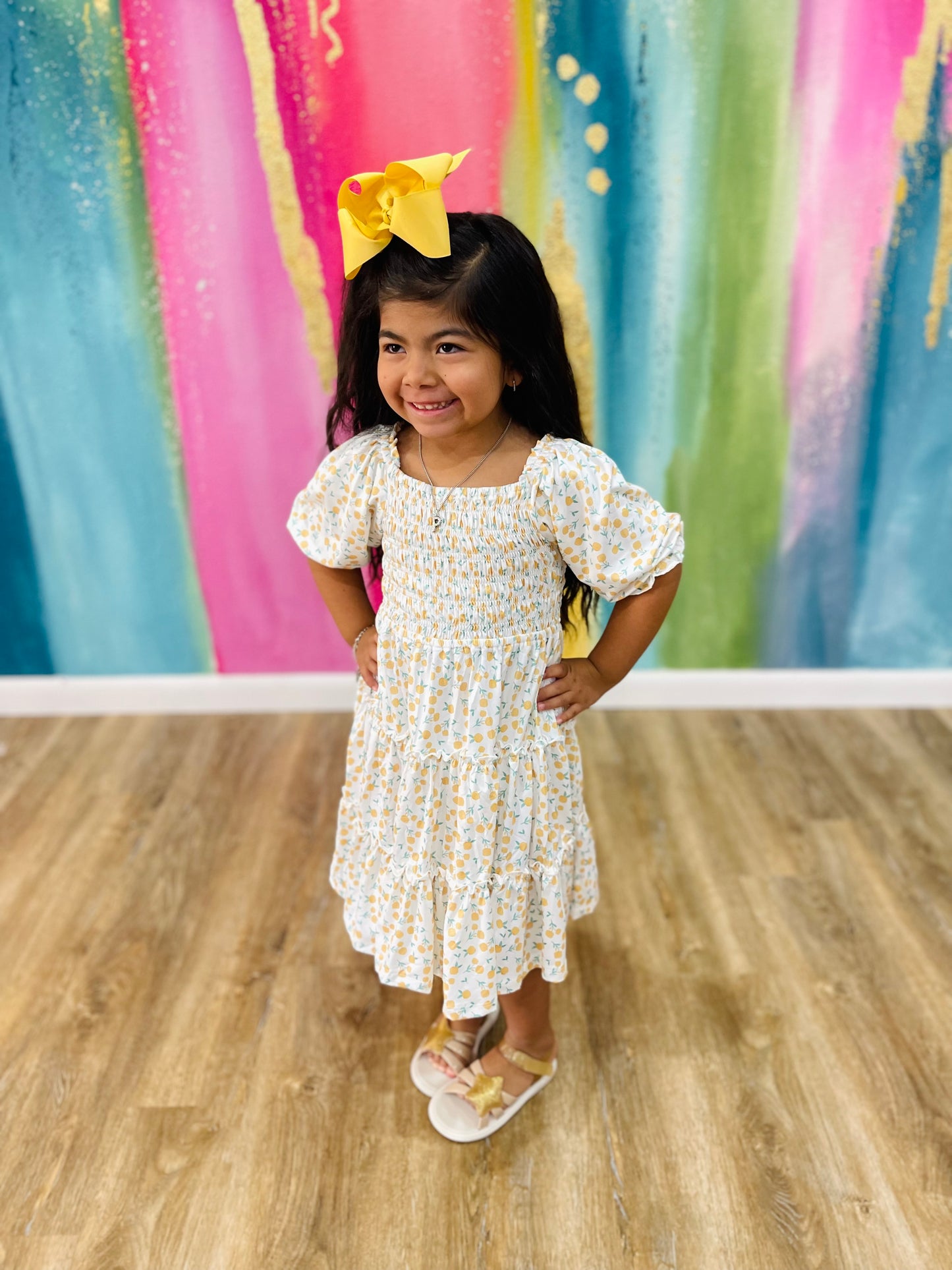 Marvelous Marigolds Smocked Ruffle Dress
