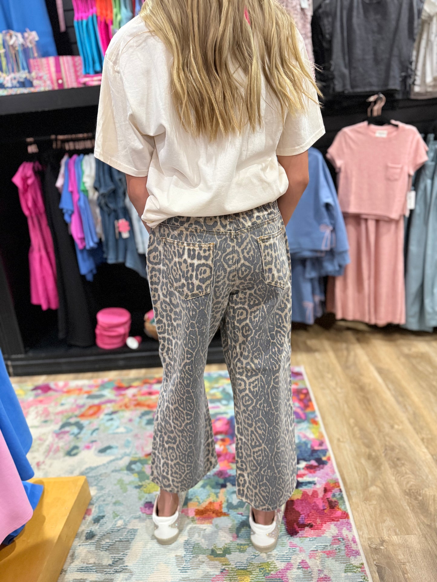 Leopard Relaxed Fit Cropped Denim