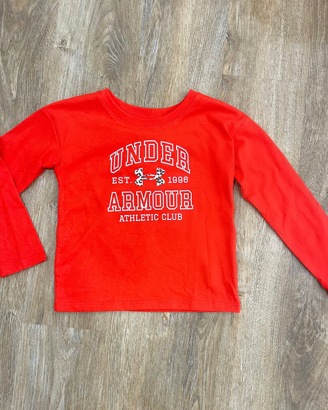 UA Varsity Cheetah Glitter LS | Anthem Red
