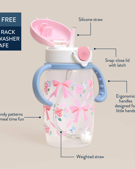 Itzy Sips™ - Straw Cup With Snap-Close Lid: Ribbons & Roses
