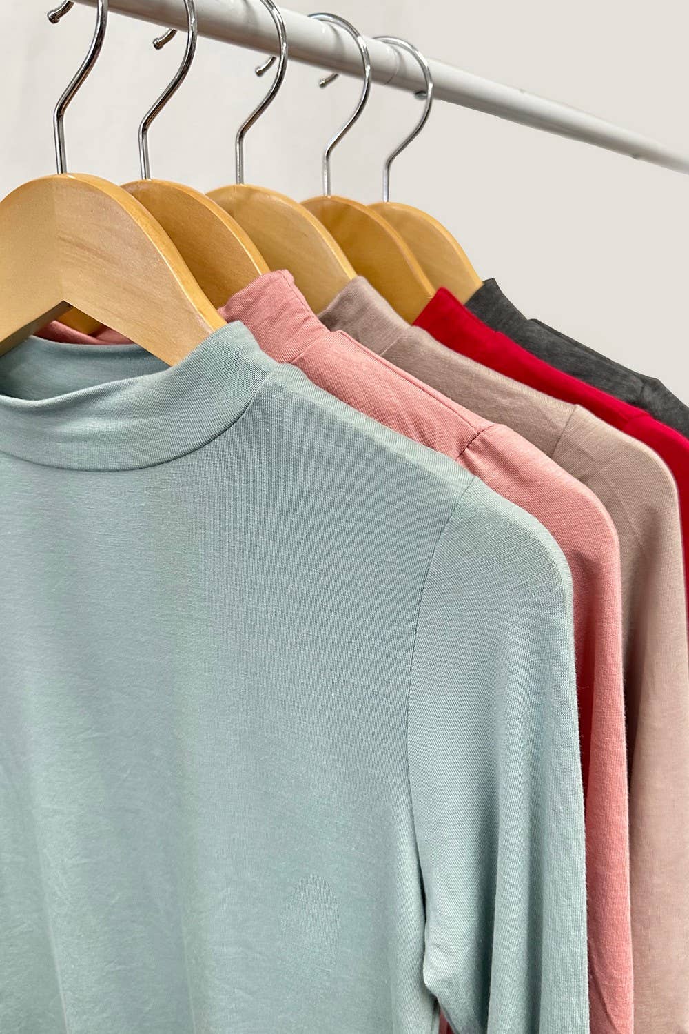 Mock Neck Long Sleeve Modal Knit Top | Red