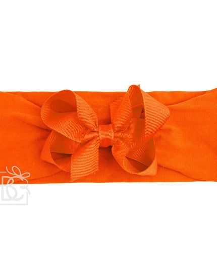 WIDE PANTYHOSE HEADBAND W/CLASSIC GROSGRAIN BOW: BLACK / 3+ Months / 4.5" Large