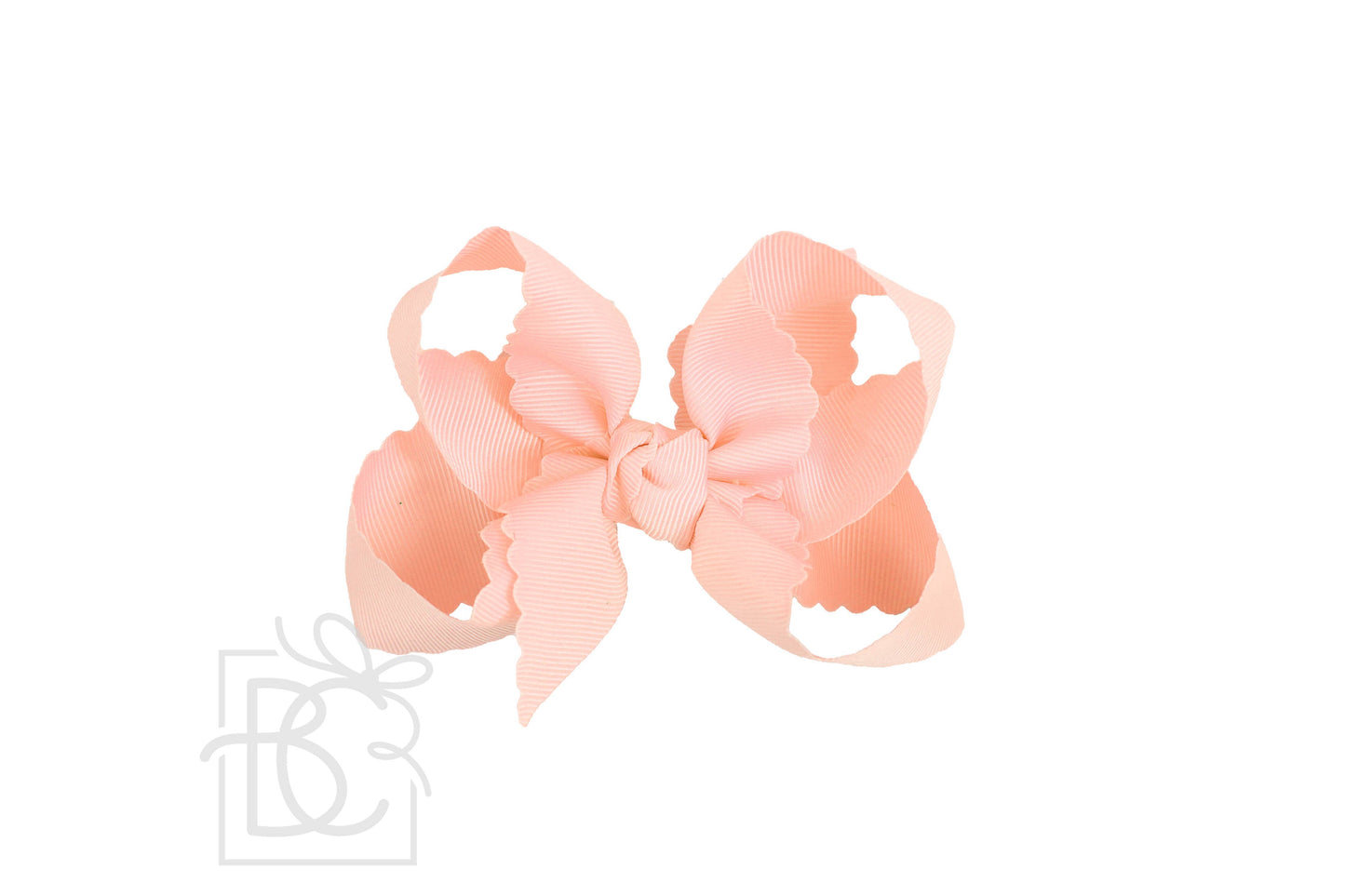 SCALLOPED EDGE BOW: Antique White / 5.5" Extra Large - 2.25" Ribbon on Alligator Clip