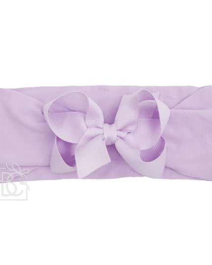 WIDE PANTYHOSE HEADBAND W/CLASSIC GROSGRAIN BOW: ROYAL BLUE / 3+ Months / 4.5" Large
