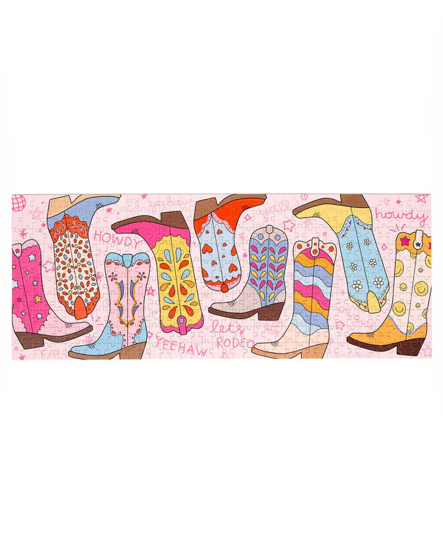 Western Cowgirl Boots - 400 Piece Panoramic Puzzle