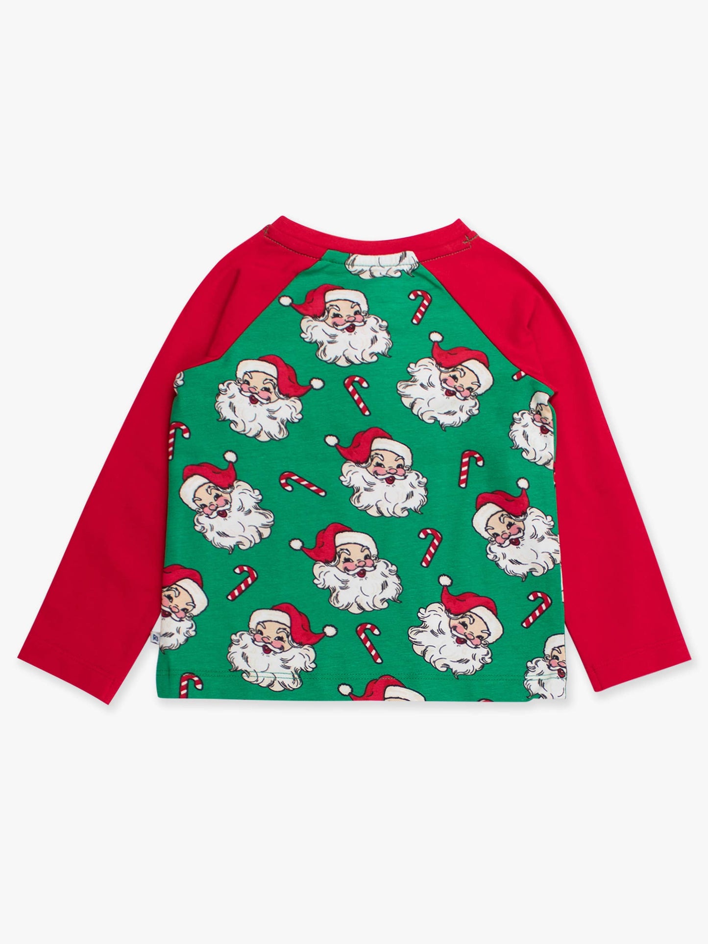 Green Santa Joy Long Sleeve Raglan Henley Tee