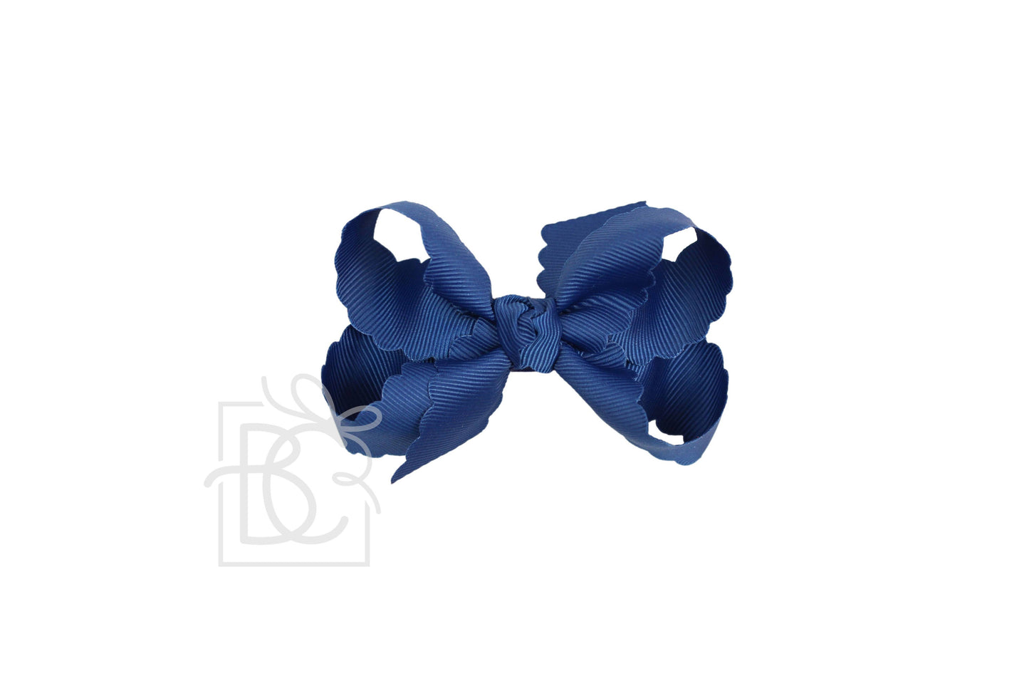 SCALLOPED EDGE BOW: Antique White / 3.5" Medium - 1.5" Ribbon on Alligator Clip