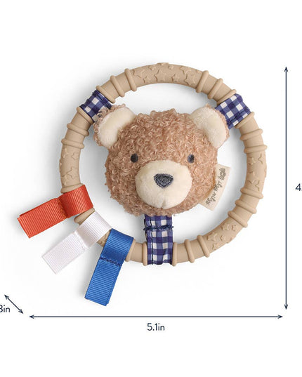 Itzy Ring Pal™ - Teething Ring with Plush Character: Taupe Bear