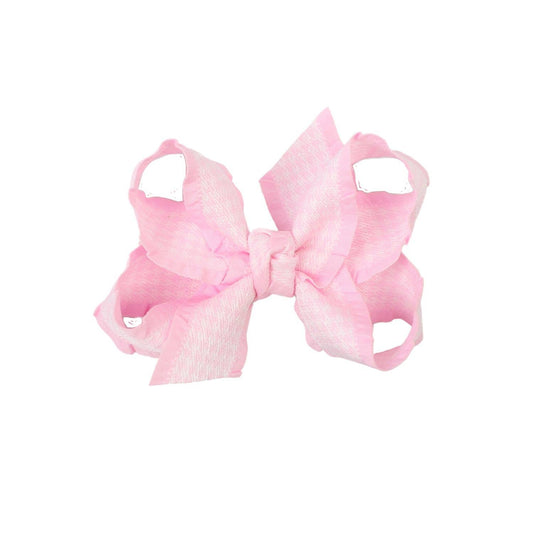 4.5” Double Ruffle Houndstooth Bow | Light Pink