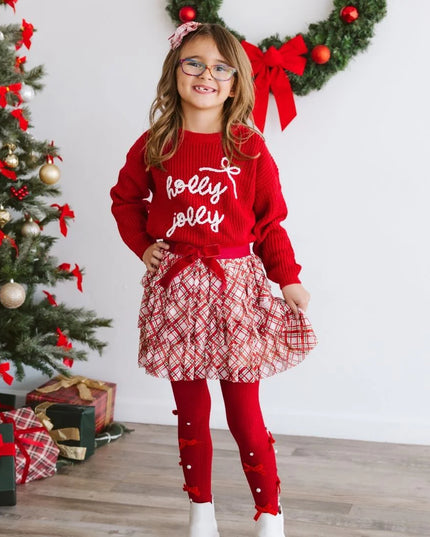 Christmas Plaid Bow Tiered Tutu