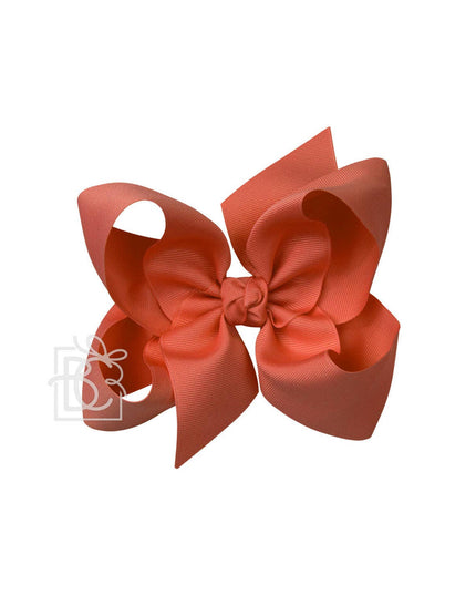 SIGNATURE GROSGRAIN BOW ON CLIP: 6.5" Jumbo - 2.25" Ribbon on Lg. Alligator Clip / MANDARINE ORANGE