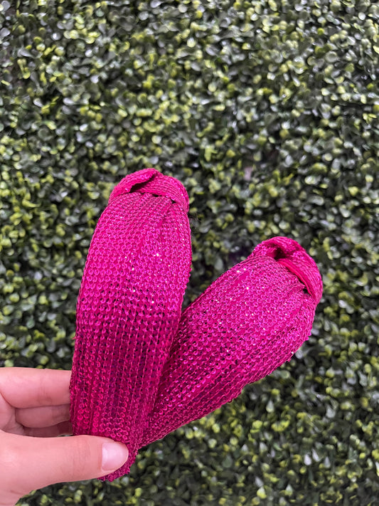 Fuschia Sequin Knot Headband