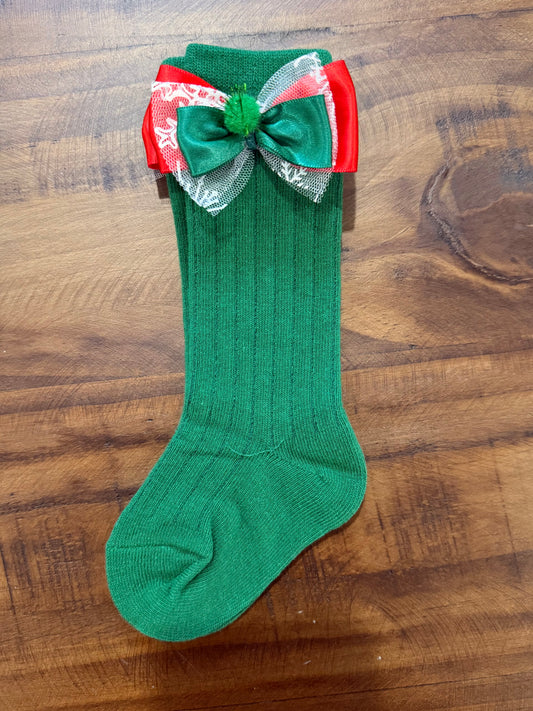Christmas Knee High Socks : Green 3-24m