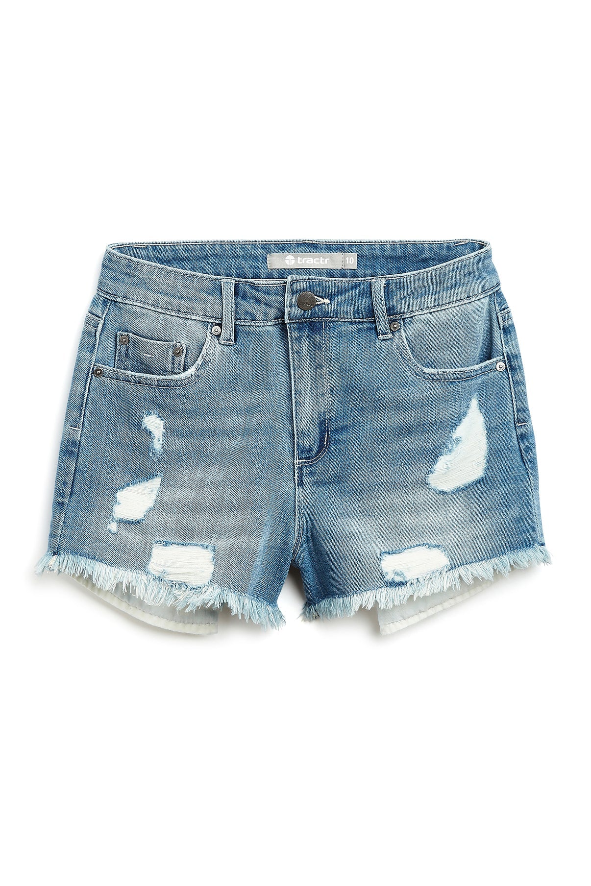 Weekender Destructed Frayed Hem Shorts | Medium Wash