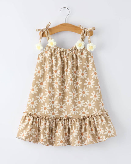 Floral Daisy Shoulder Tie Dress