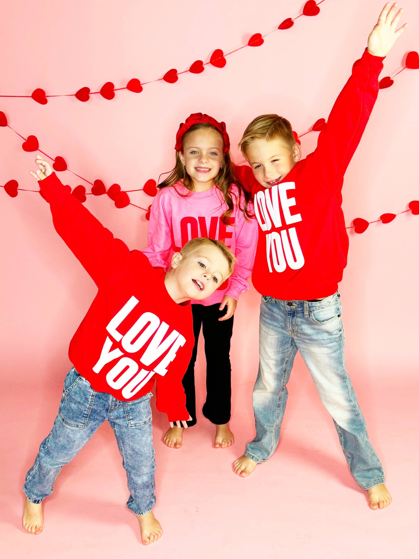 Love You Valentines Puff Sweatshirt | Red