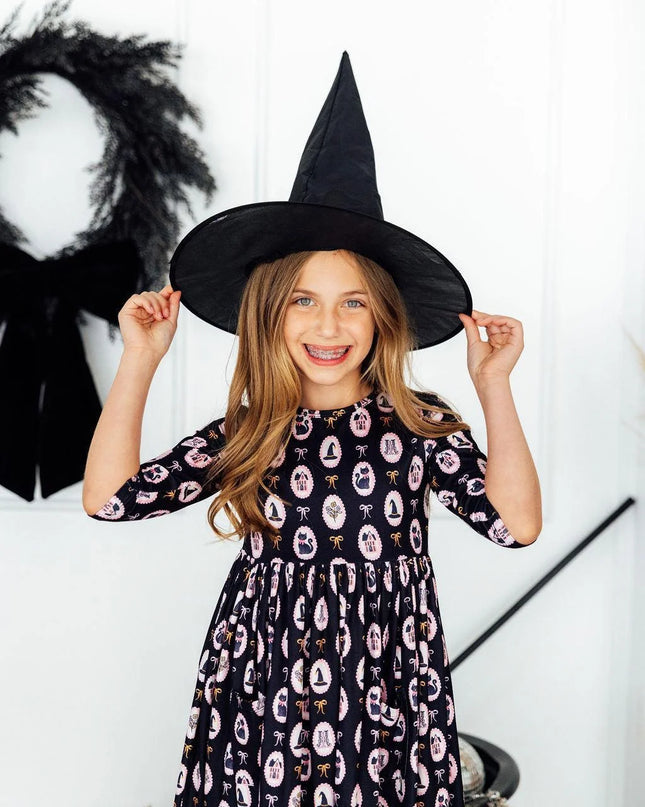 Hocus Pocus 3/4 Sleeve Pocket Twirl Dress