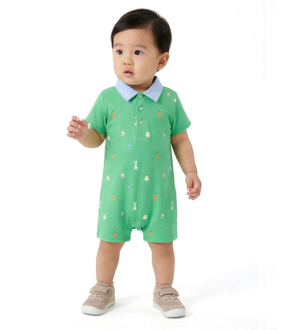 Easter Baby Polo Romper | Green