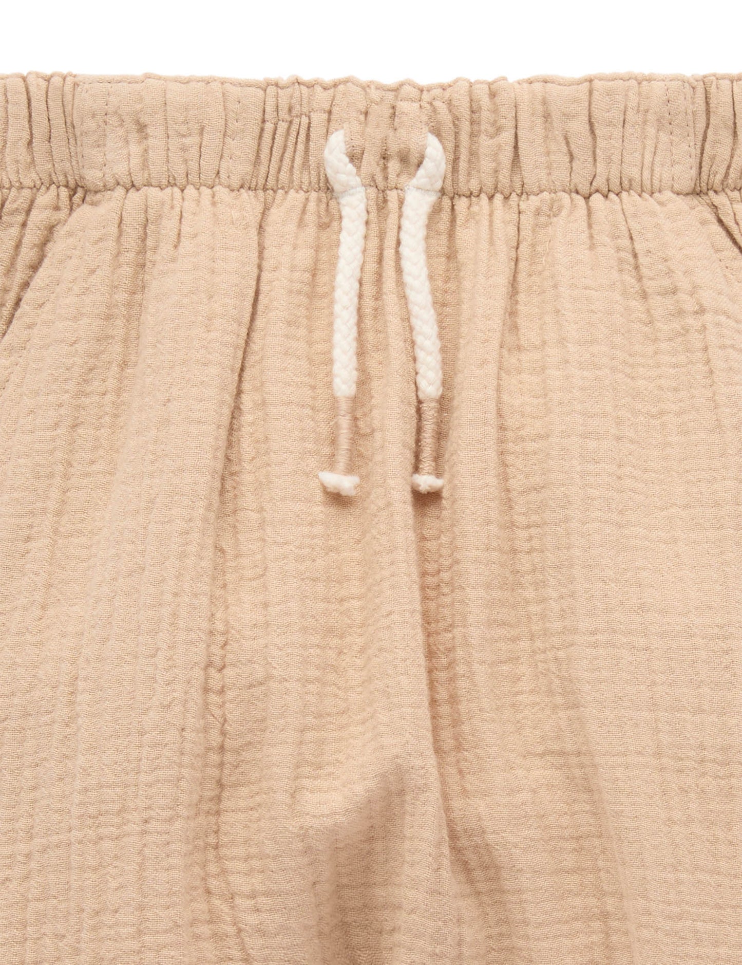 Slouchy Crinkle Cotton Pants | Tan