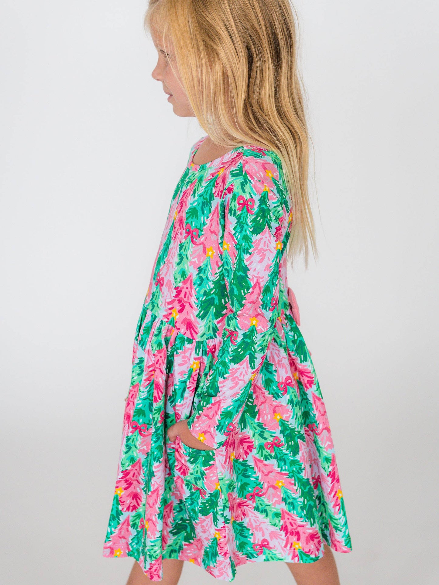 Pink Jolly Grove Knit Long Sleeve Twirl Dress