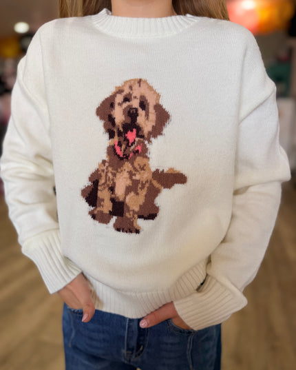 Doodle Patched Sweater Top | Ivory
