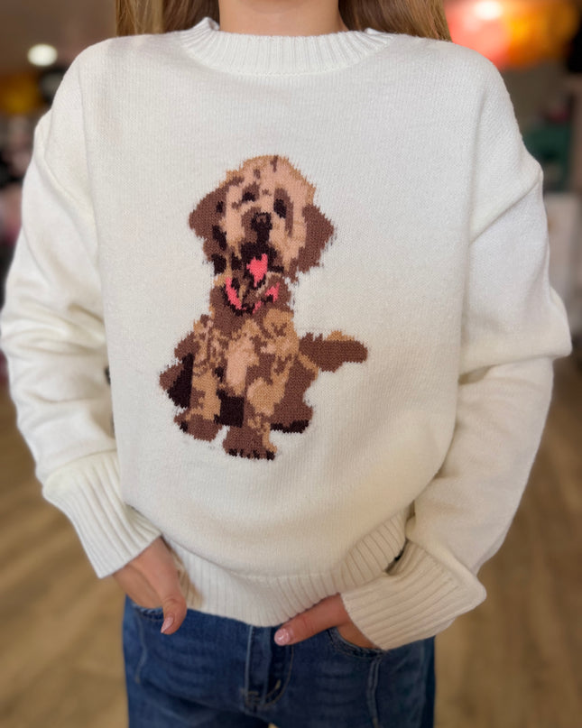 Doodle Patched Sweater Top | Ivory