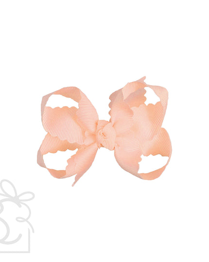 SCALLOPED EDGE BOW: Antique White / 5.5" Extra Large - 2.25" Ribbon on Alligator Clip