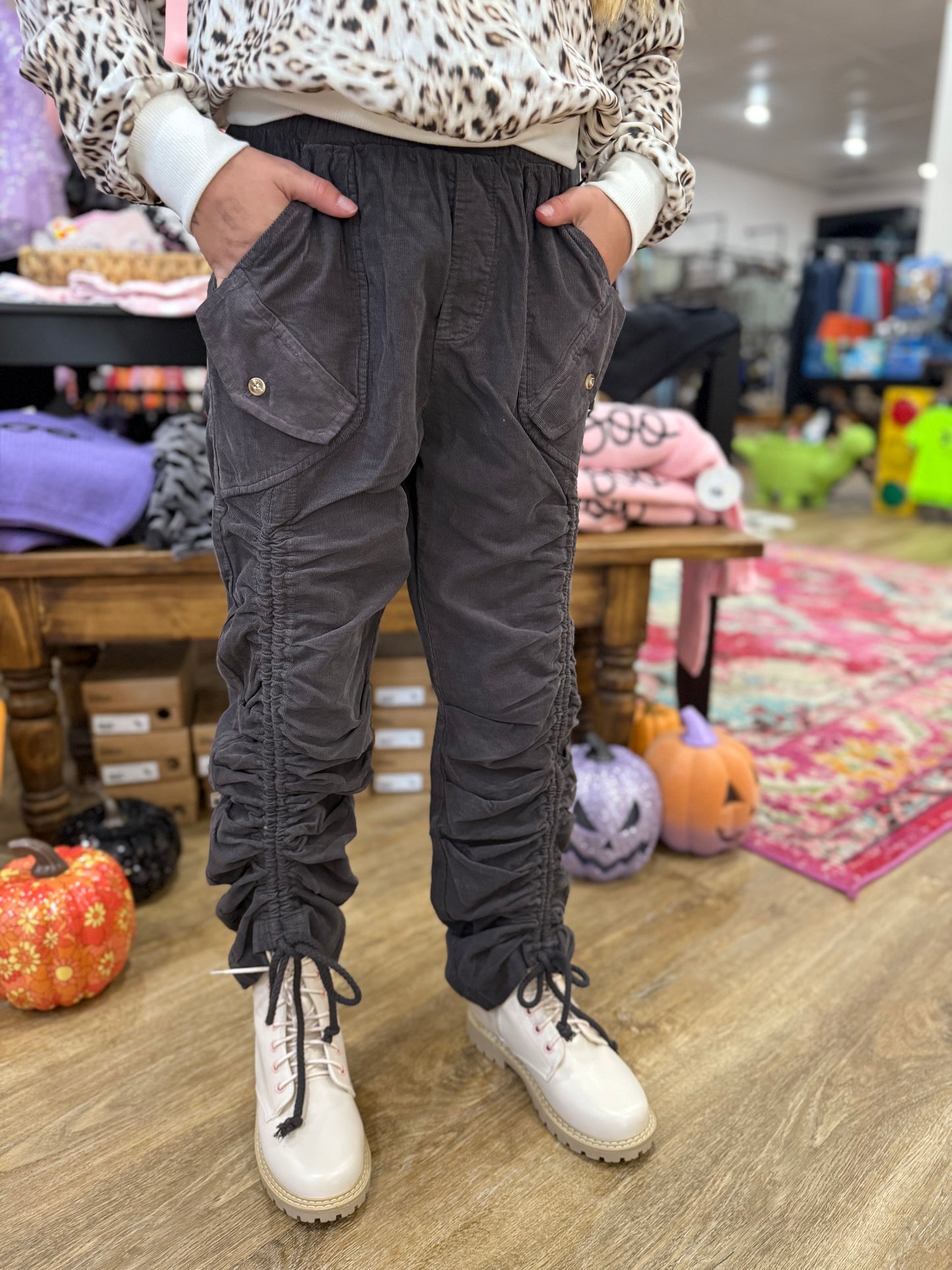 Corduroy Utility Ruched Pants
