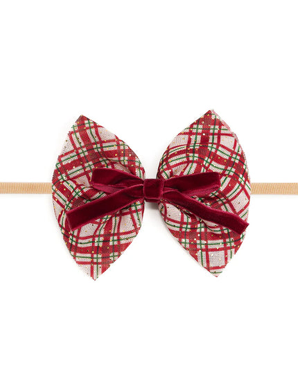 Christmas Plaid Layered Bow Baby Headband
