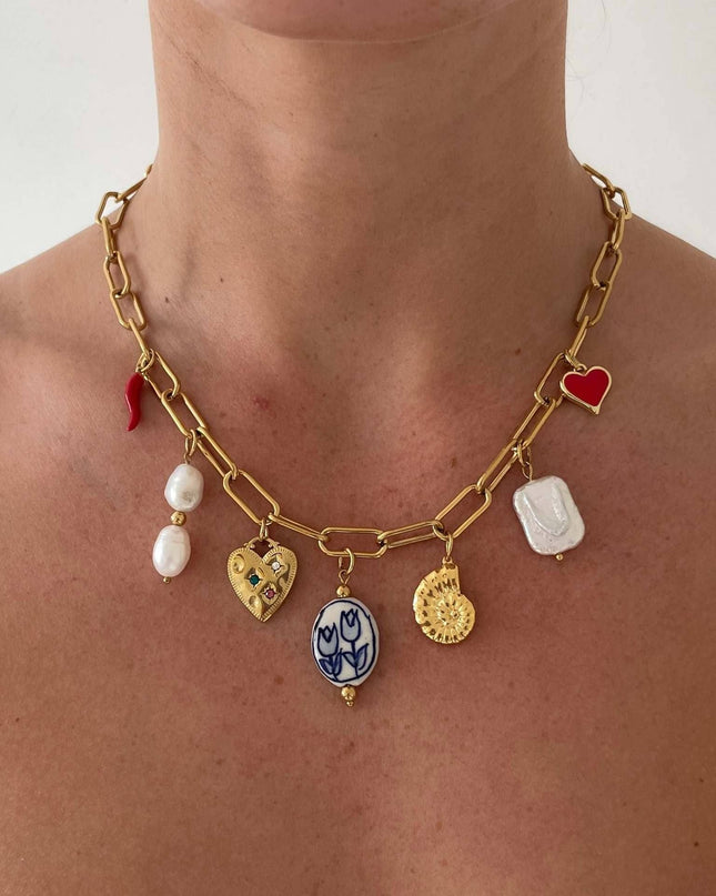 Chile Love | Stainless Steel Gold Charm Necklace