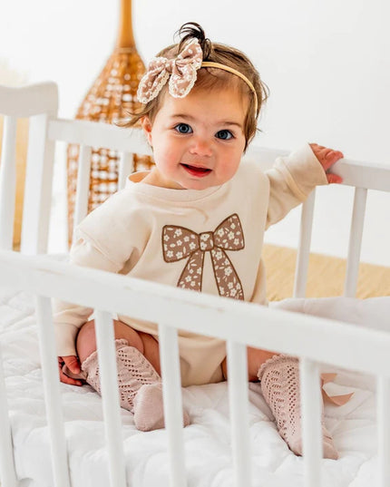 Mocha Floral Lace Bow
