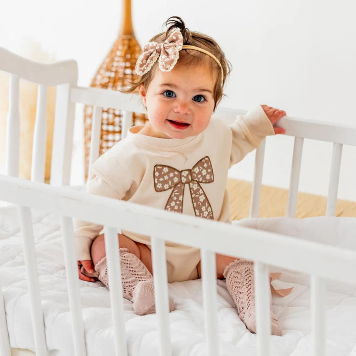 Mocha Floral Lace Bow