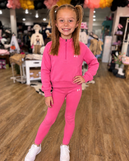 UA 1/4 Zip Rib Fleece Set | Pink Frenzy