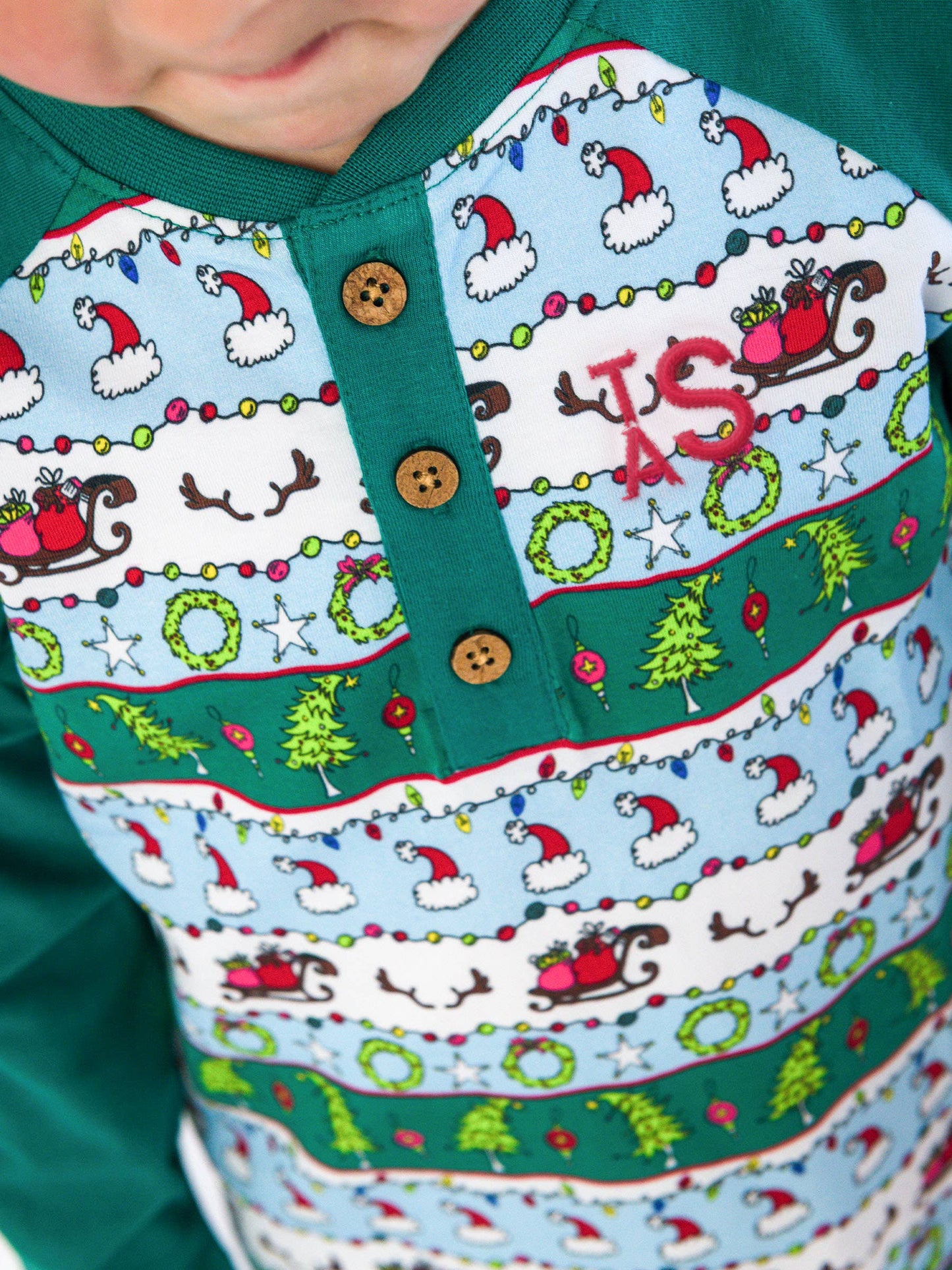 Festive Fair Isle Long Sleeve Raglan Henley Tee