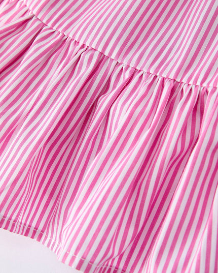 Summer Stripe Bow Ruffle Dress | Pink