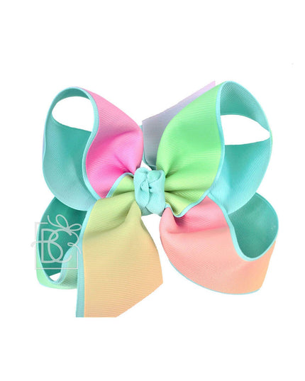 Layered Rainbow & Aqua Grosgrain Bow |5.5"