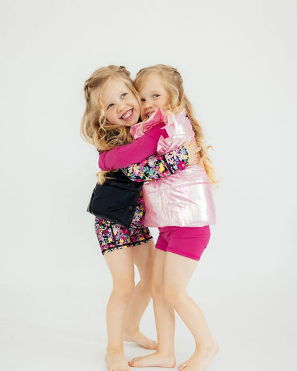 Neon Pink Checker Puffer Vest