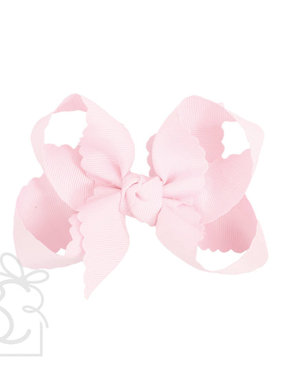 SCALLOPED EDGE BOW: Antique White / 3.5" Medium - 1.5" Ribbon on Alligator Clip