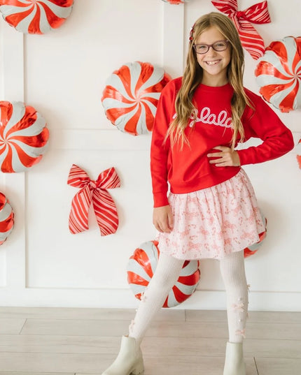 Candy Cane Bow Printed Christmas Tutu