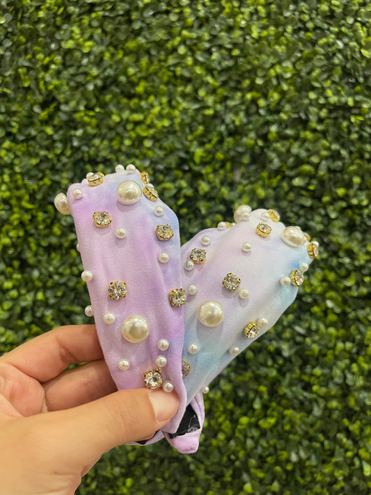 Purple Cloud Embellished Pearl Headband