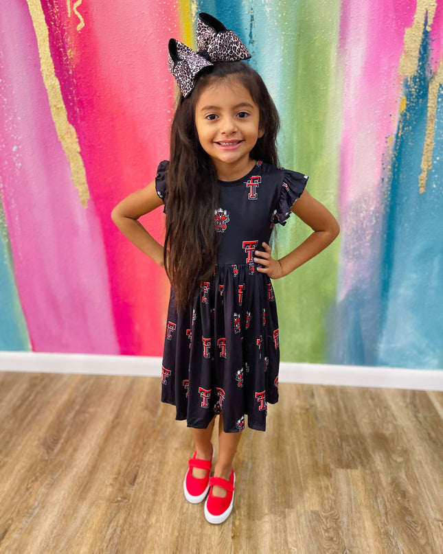 Texas Tech Red Raider Flutter Twirl Dress | Black