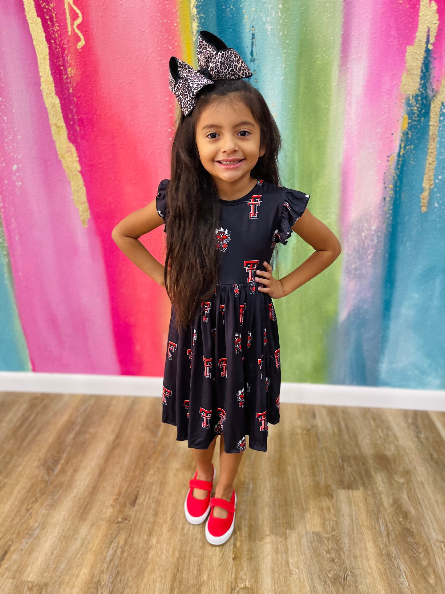 Texas Tech Red Raider Flutter Twirl Dress | Black