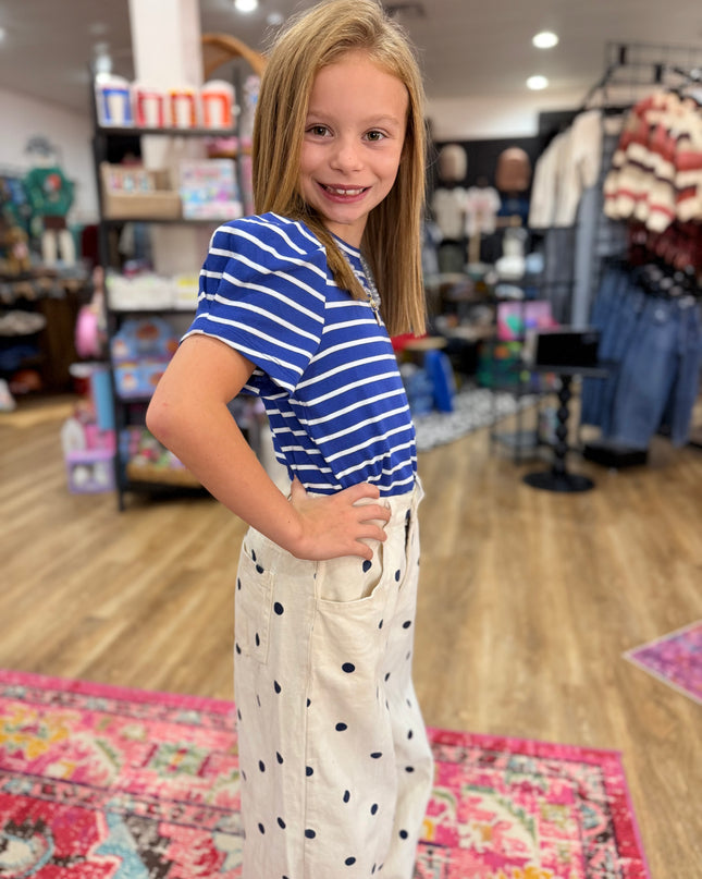 Polka Dot Barrel Jeans | Cream & Navy