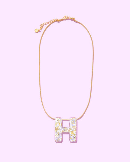 Letter Necklaces w/ Display - Pearl Confetti
